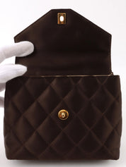 1997 Silk Satin CC Turnlock Mini Handbag in Dark Brown