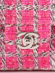 2014 Tweed Classic 翻盖链条包,25厘米,粉色/白色