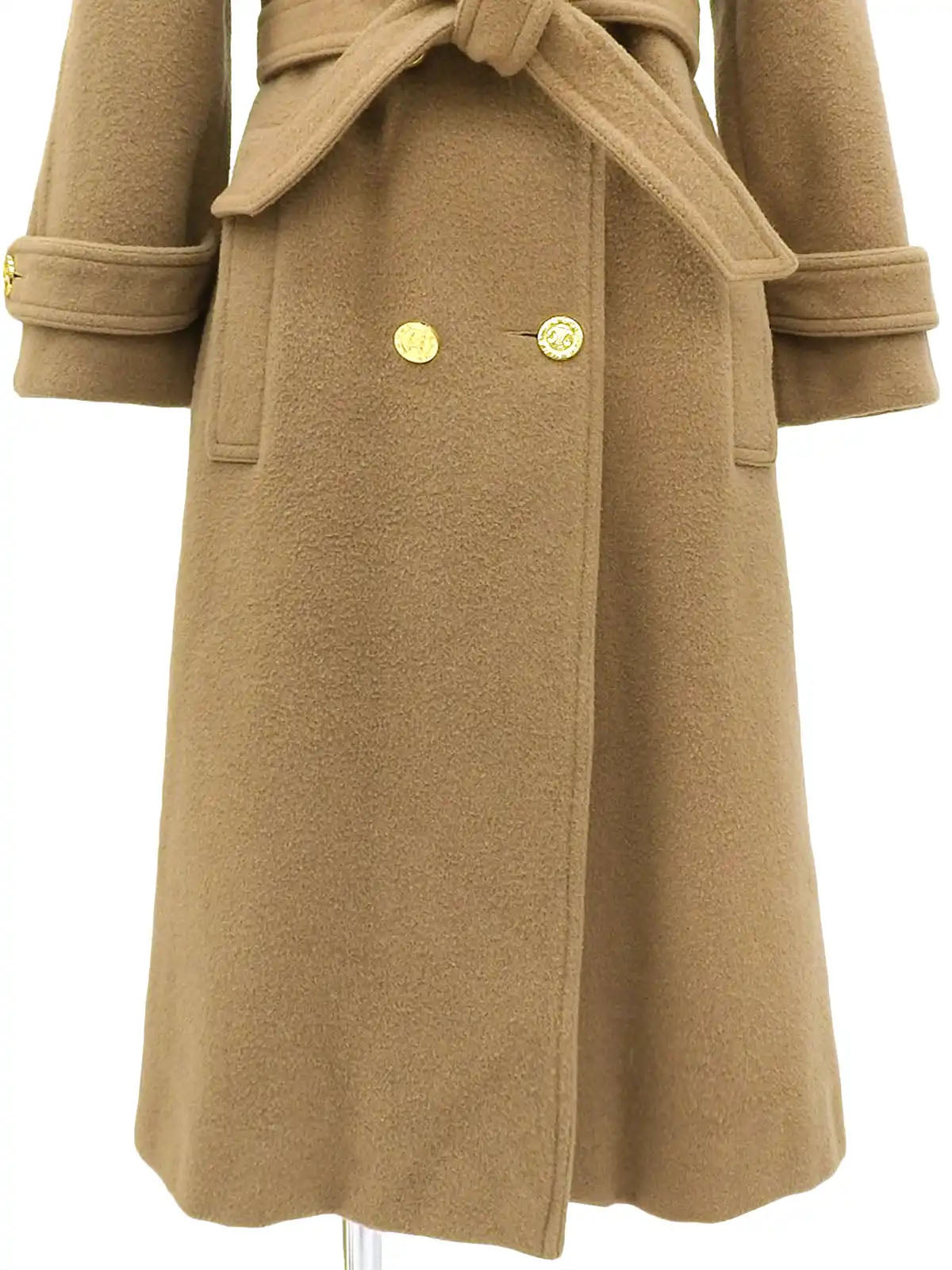 Macadam Button Long Coat in Beige