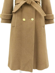 Macadam Button Long Coat in Beige