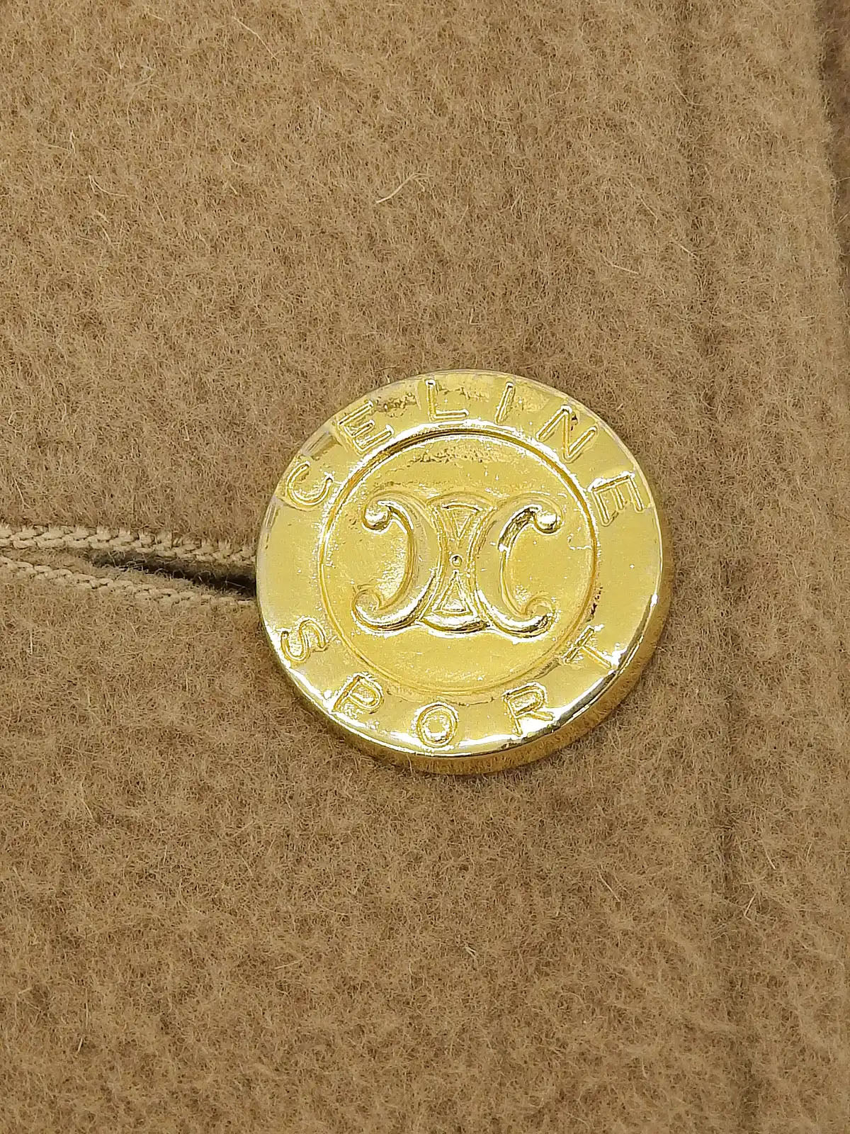 Macadam Button Long Coat in Beige