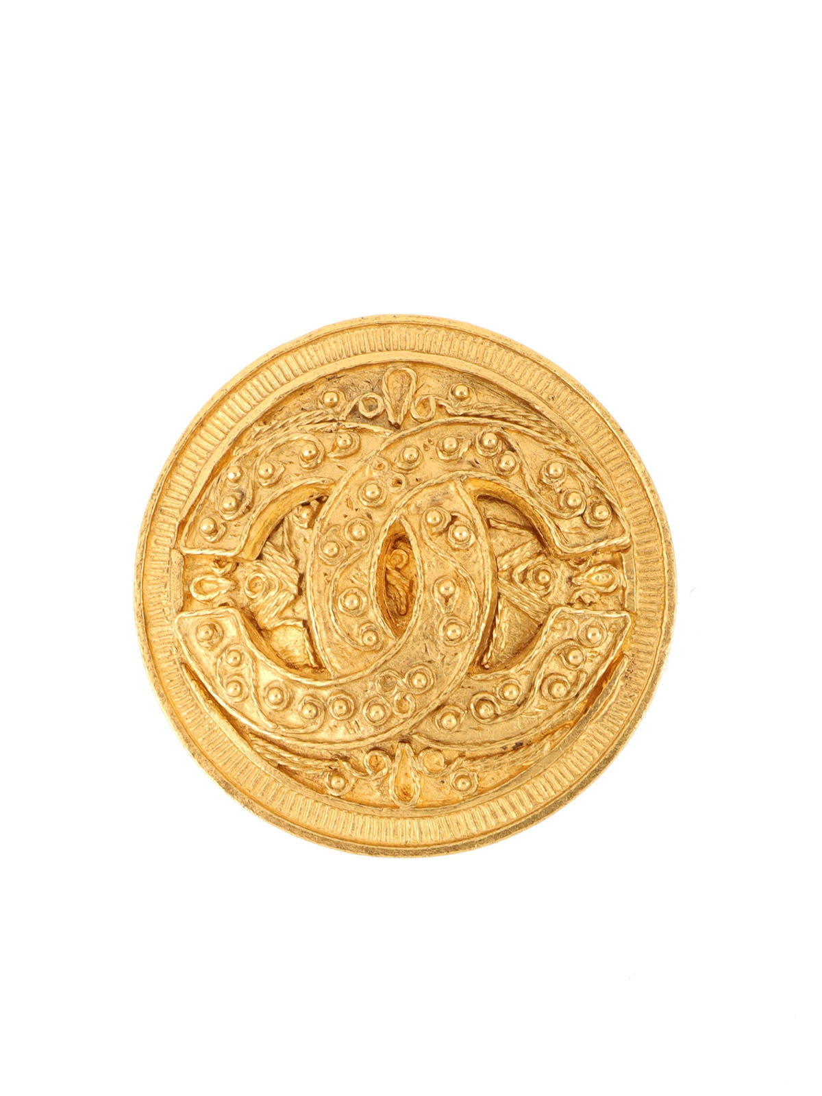 1994 Round Design CC Mark Brooch Gold