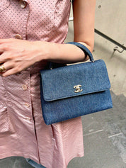 1998 Denim CC Turnlock Handbag in Indigo