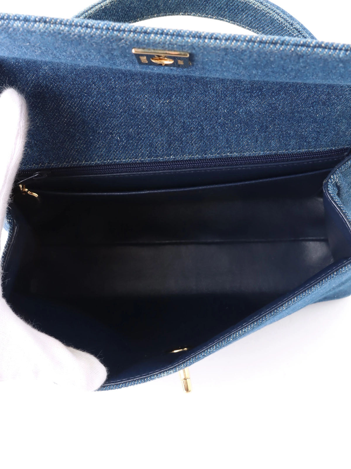 1998 Denim CC Turnlock Handbag in Indigo