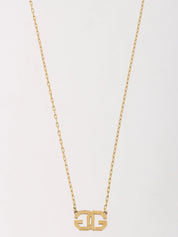 Logo Plate Necklace Gold