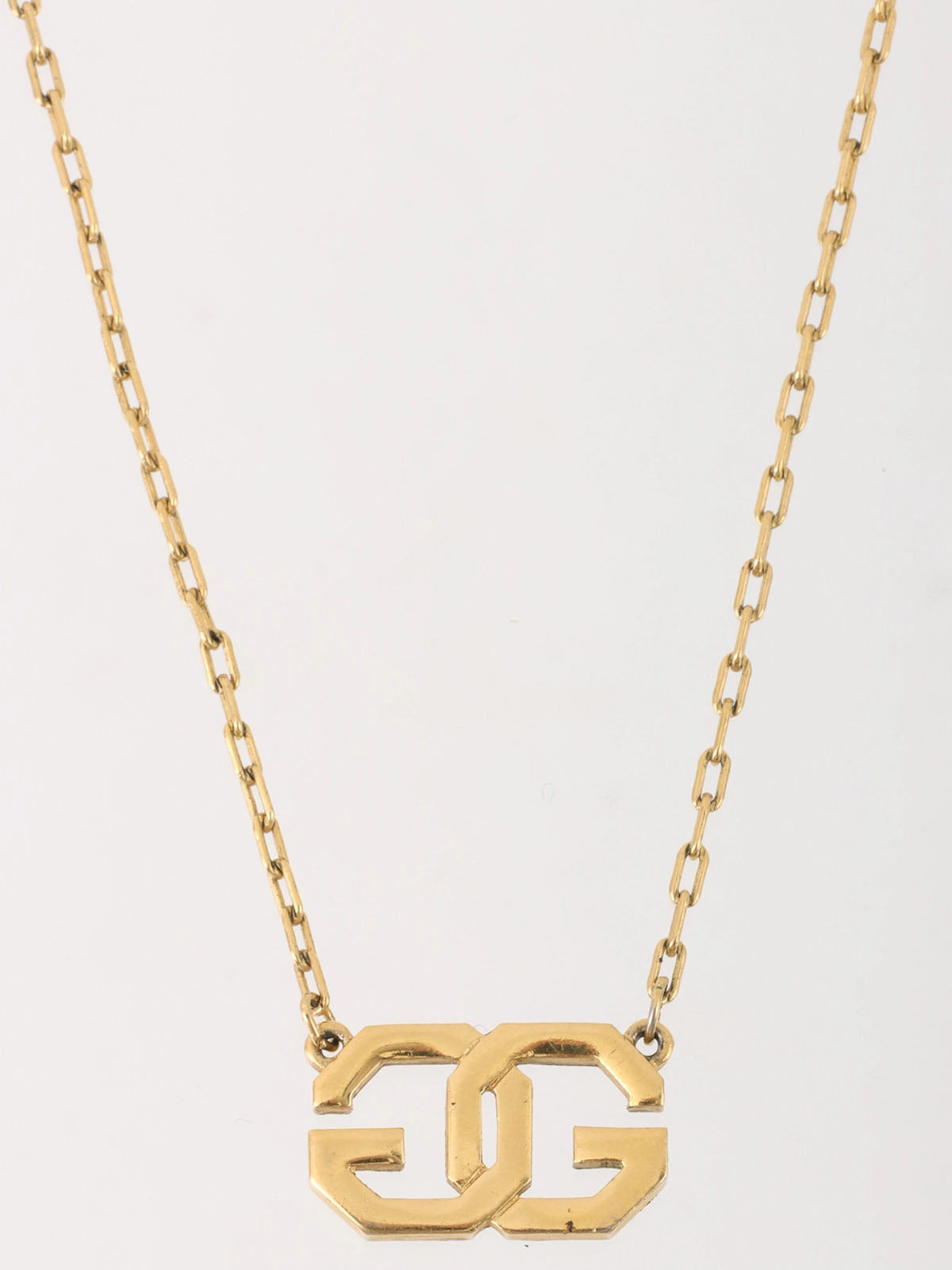 Logo Plate Necklace Gold