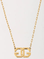 Logo Plate Necklace Gold