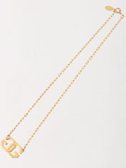 Logo Plate Necklace Gold