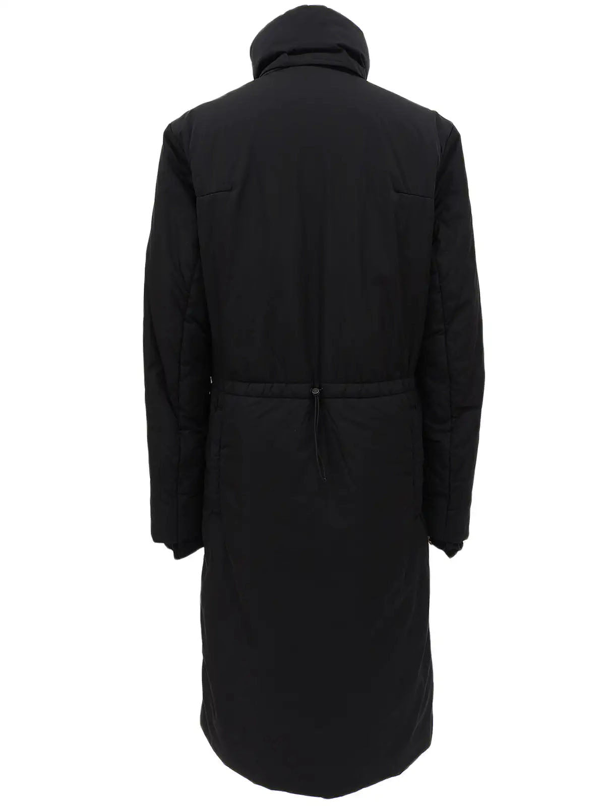 Logo Zip-Up Long Down Jacket in Black