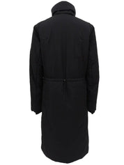 Logo Zip-Up Long Down Jacket in Black