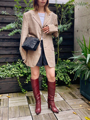 Beige cashmere check pattern jacket