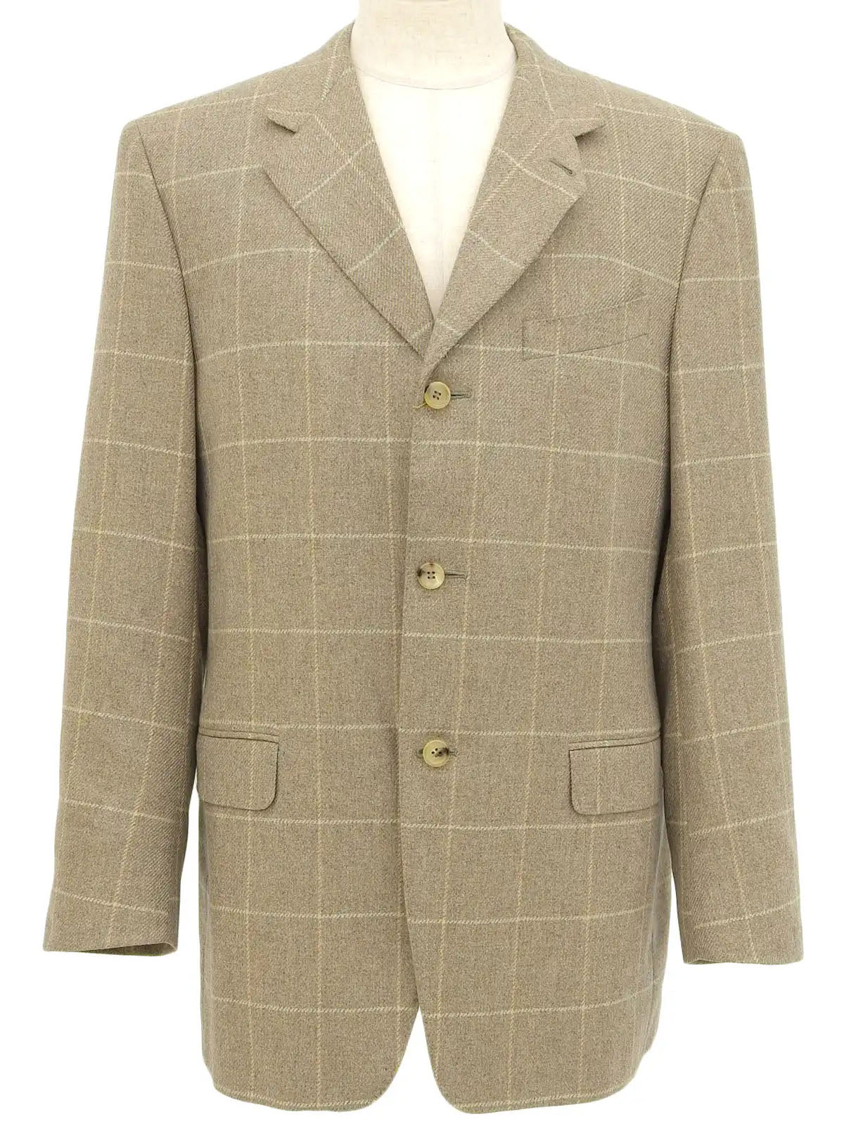 Beige cashmere check pattern jacket