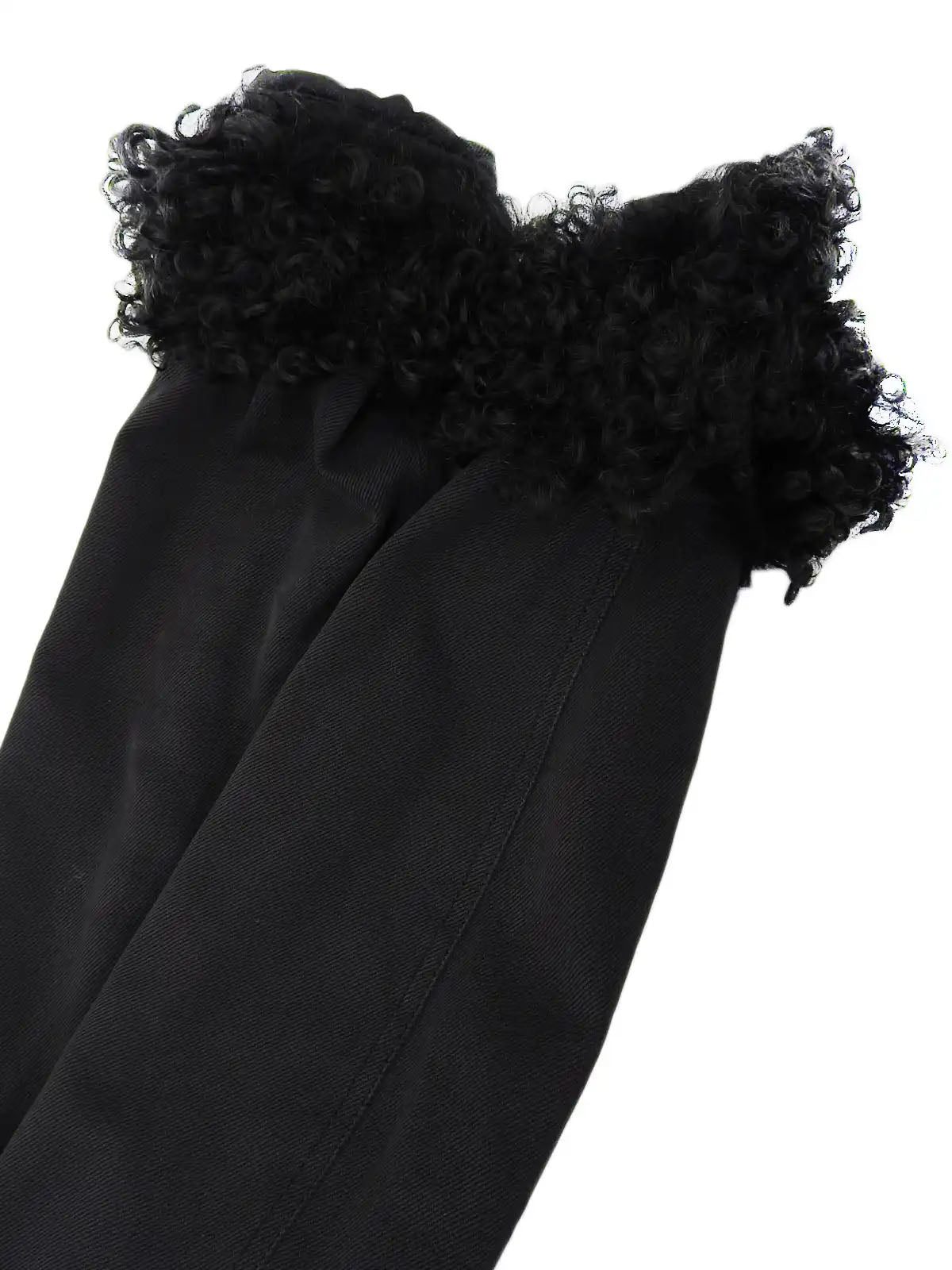 Fur denim jacket in black
