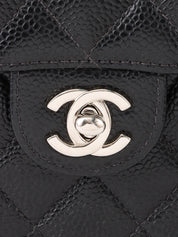 2003 Caviar Skin 经典翻盖链条包 迷你 黑色