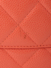 2003 Caviar Skin CC Mark 缝线链条托特包,鲑鱼粉色