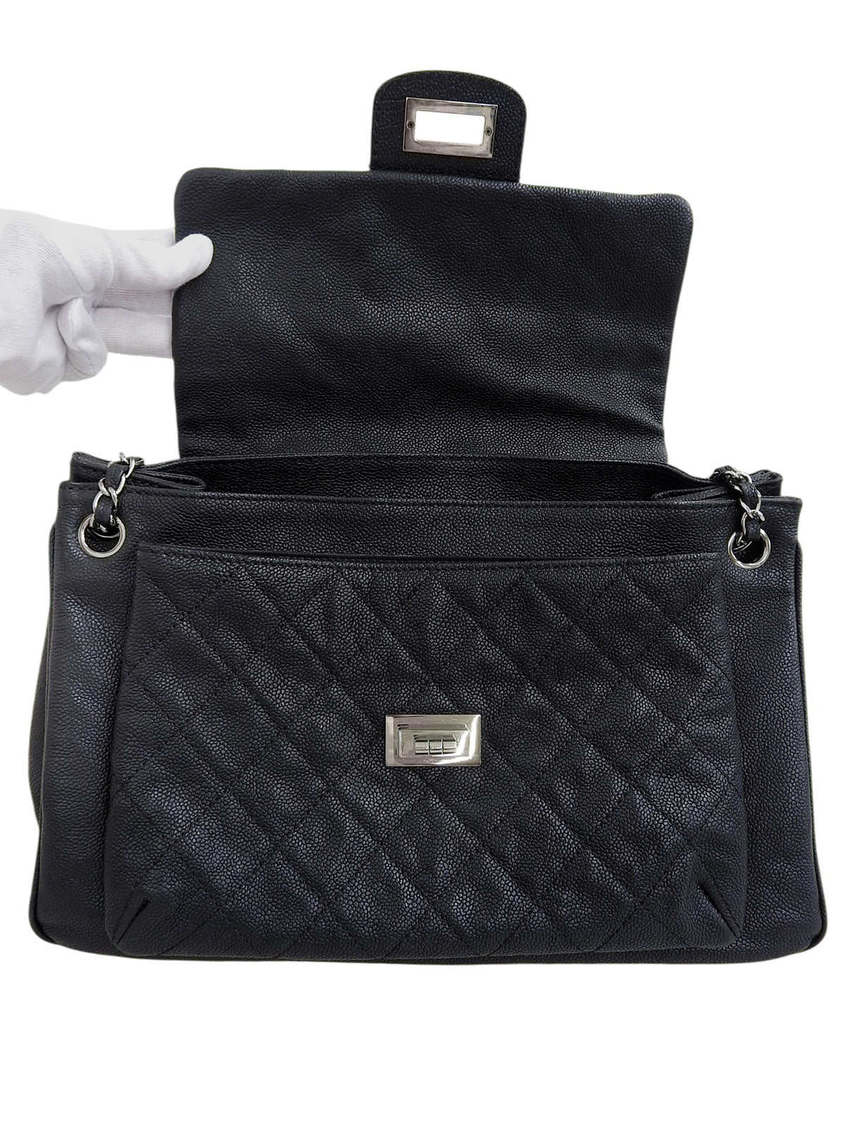 2011 Caviar Skin 2.55 Chain Tote Bag Black