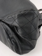 2009 Caviar Skin CC Mark Stitch Chain Tote Bag Black