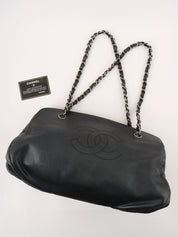 2009 Caviar Skin CC Mark Stitch Chain Tote Bag Black