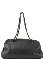 2009 Caviar Skin CC Mark Stitch Chain Tote Bag Black