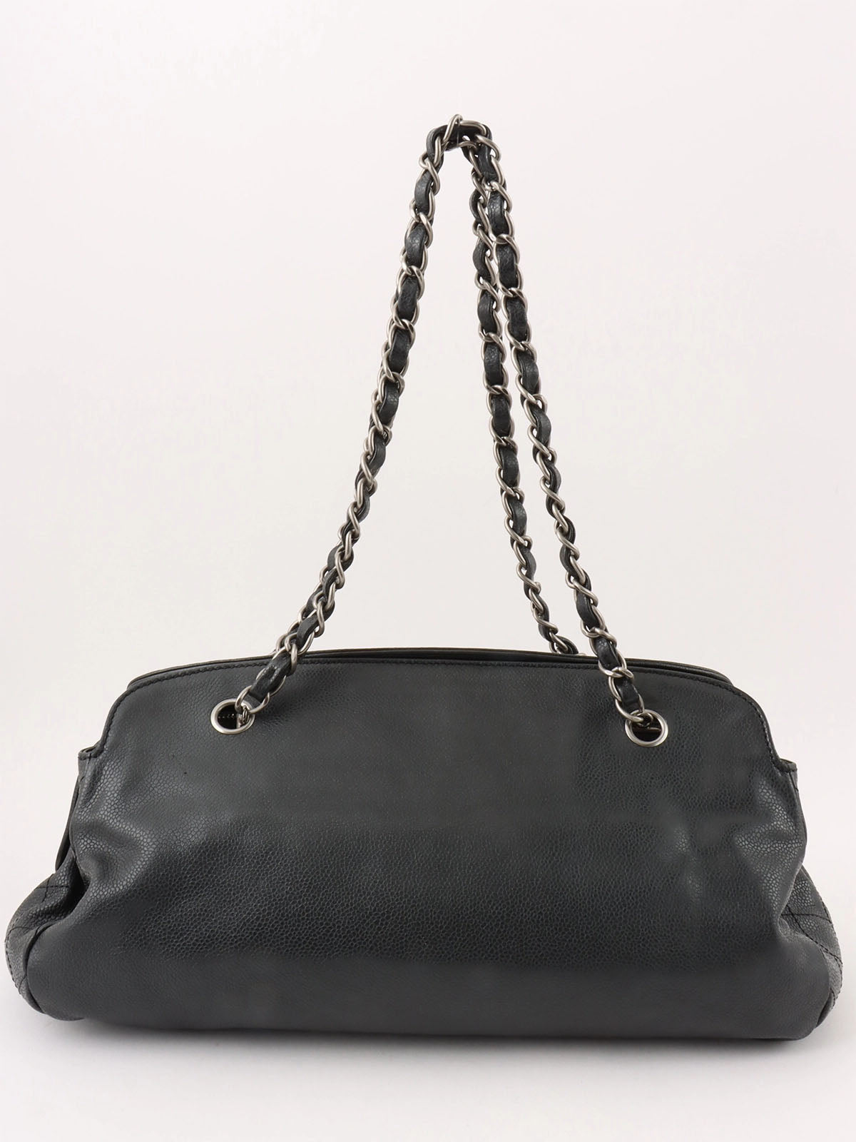 2009 Caviar Skin CC Mark Stitch Chain Tote Bag Black