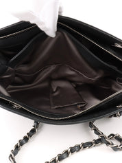 2009 Caviar Skin CC Mark Stitch Chain Tote Bag Black