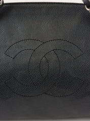 2009 Caviar Skin CC Mark Stitch Chain Tote Bag Black
