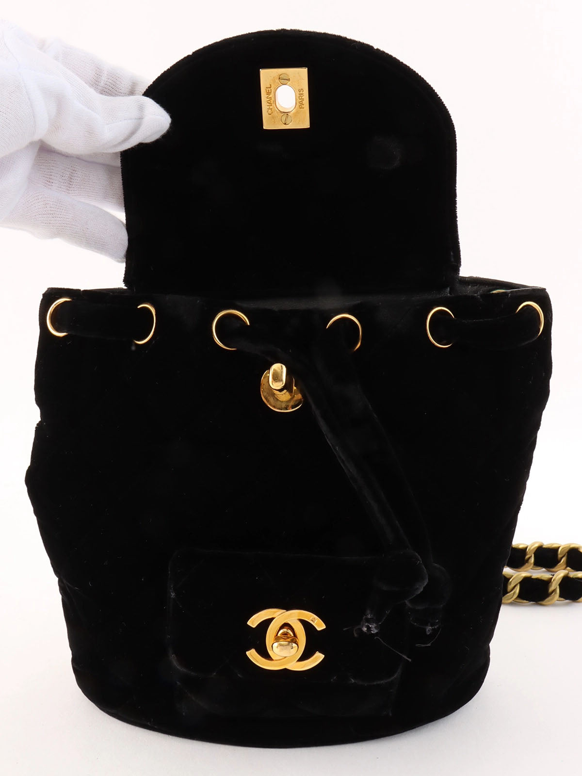 1995 Velvet Double CC Turnlock Backpack Mini Black