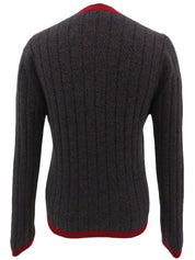 1997 Cashmere CC Mark Button Knit Ensemble in Navy/Bordeaux