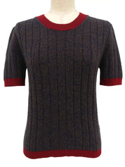1997 Cashmere CC Mark Button Knit Ensemble in Navy/Bordeaux