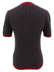1997 Cashmere CC Mark Button Knit Ensemble in Navy/Bordeaux