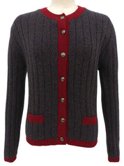 1997 Cashmere CC Mark Button Knit Ensemble in Navy/Bordeaux