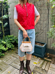 Quilted fleece combination vest in red