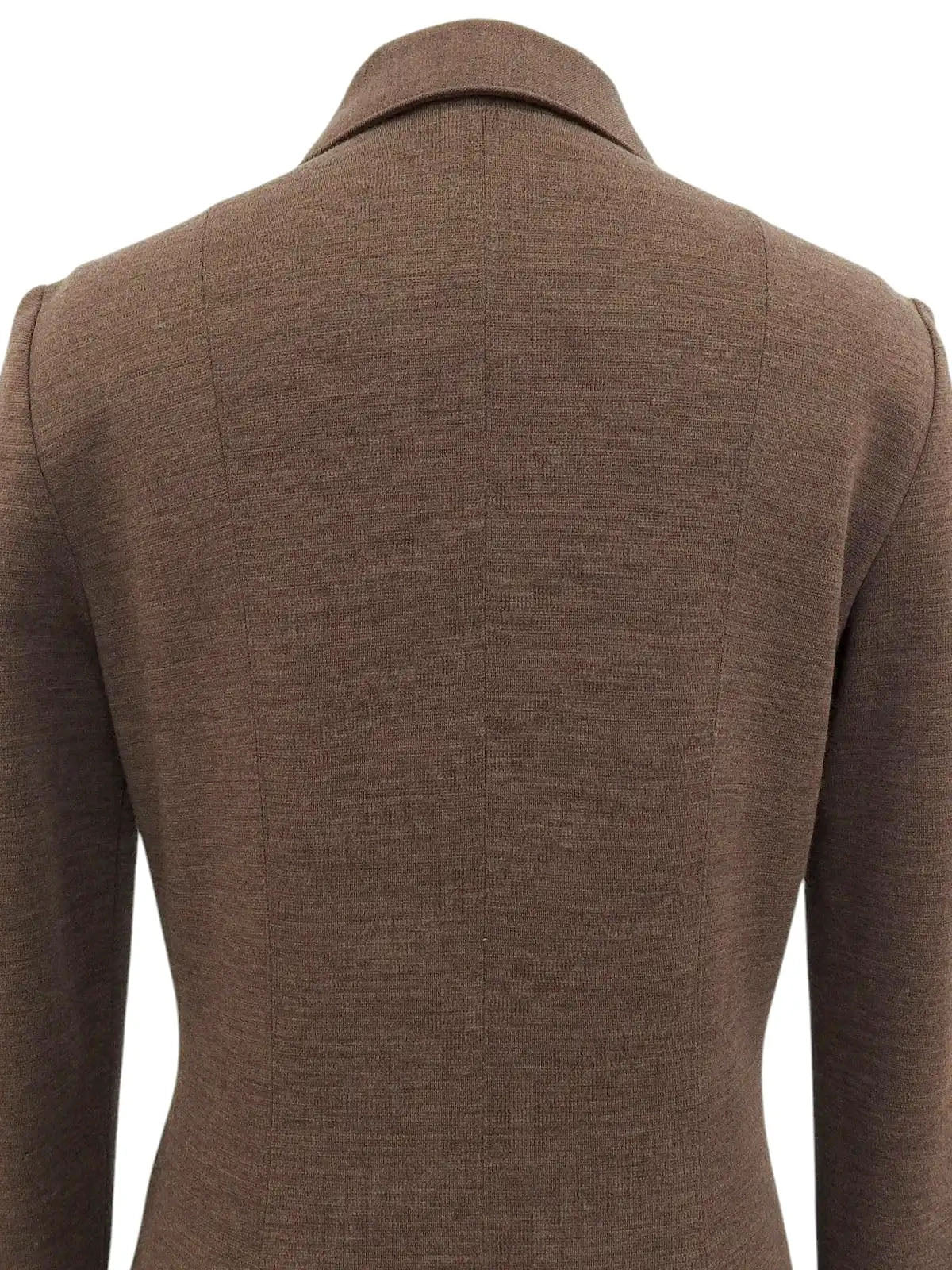 Brown wool oval zip-up long sleeve dress