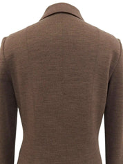 Brown wool oval zip-up long sleeve dress
