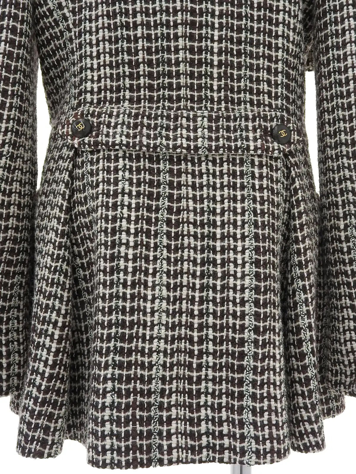 2001 Tweed CC Mark 纽扣夹克,象牙色/棕色