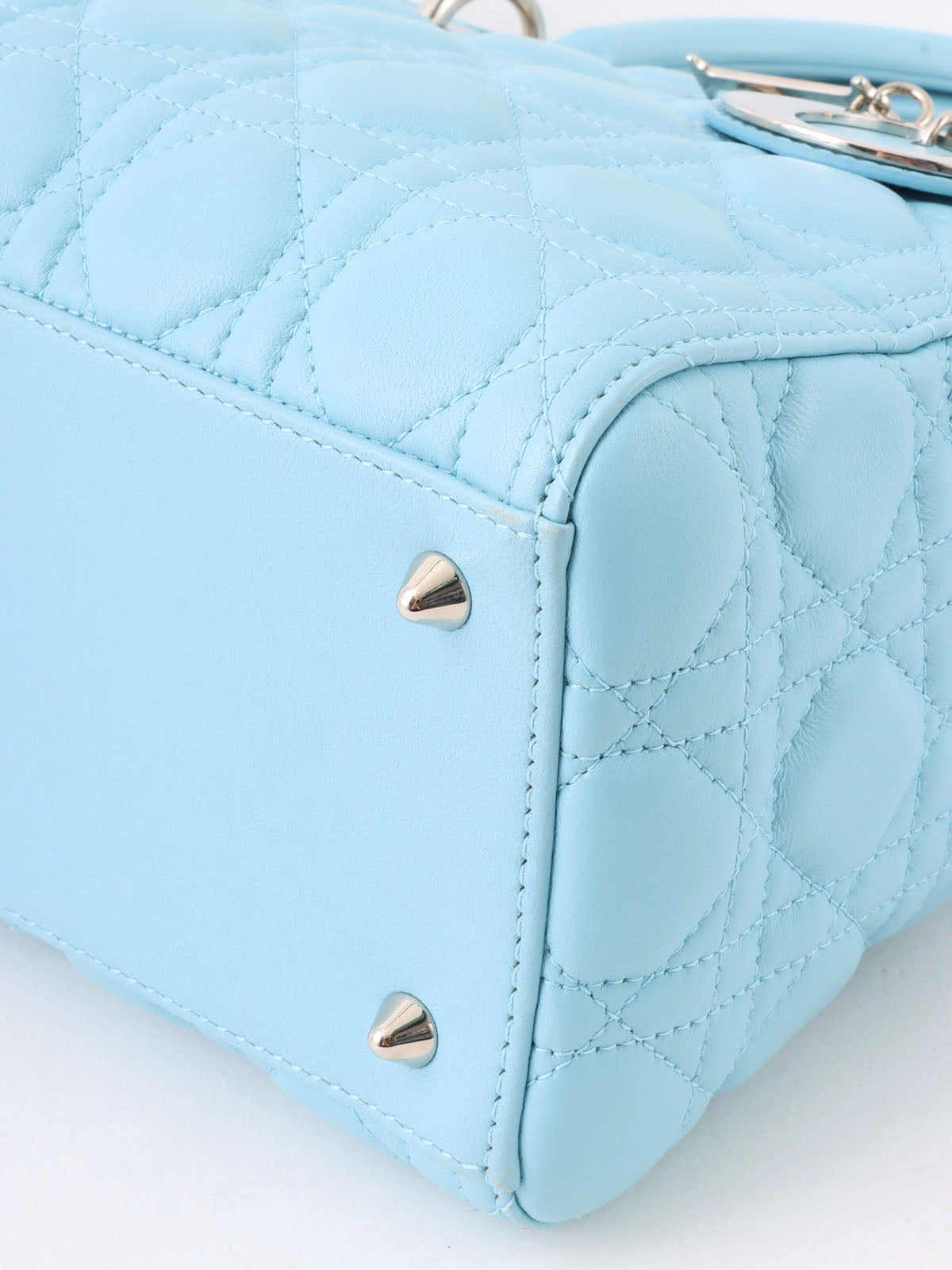 Lady Dior Cannage Stitch 2-Way Bag M Light Blue