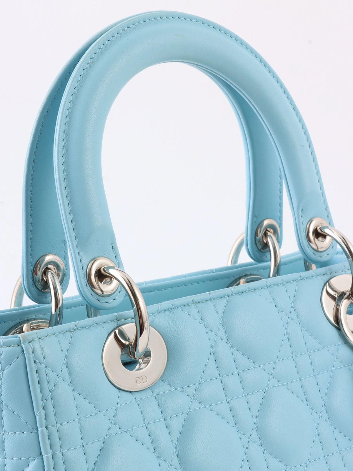 Lady Dior Cannage Stitch 2-Way Bag M Light Blue