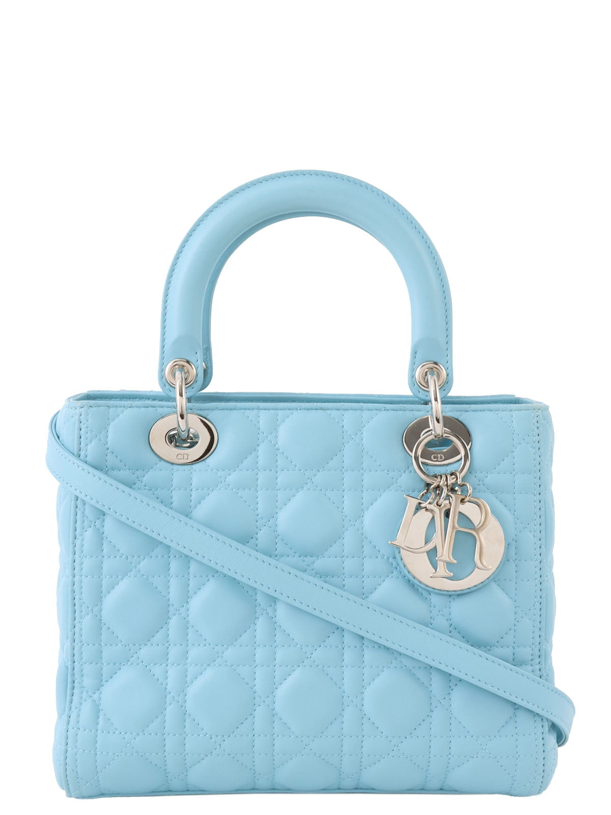 Lady Dior Cannage Stitch 2-Way Bag M Light Blue