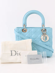 Lady Dior Cannage Stitch 2-Way Bag M Light Blue