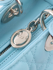 Lady Dior Cannage Stitch 2-Way Bag M Light Blue