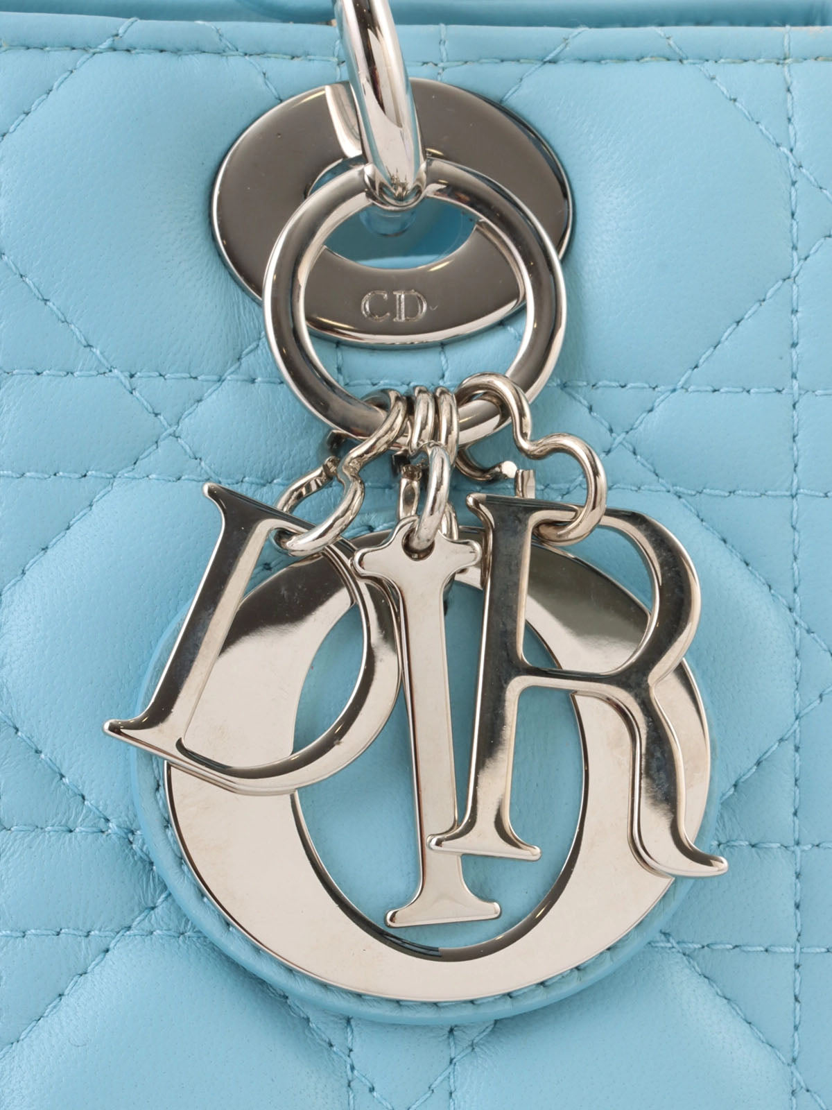 Lady Dior Cannage Stitch 2-Way Bag M Light Blue