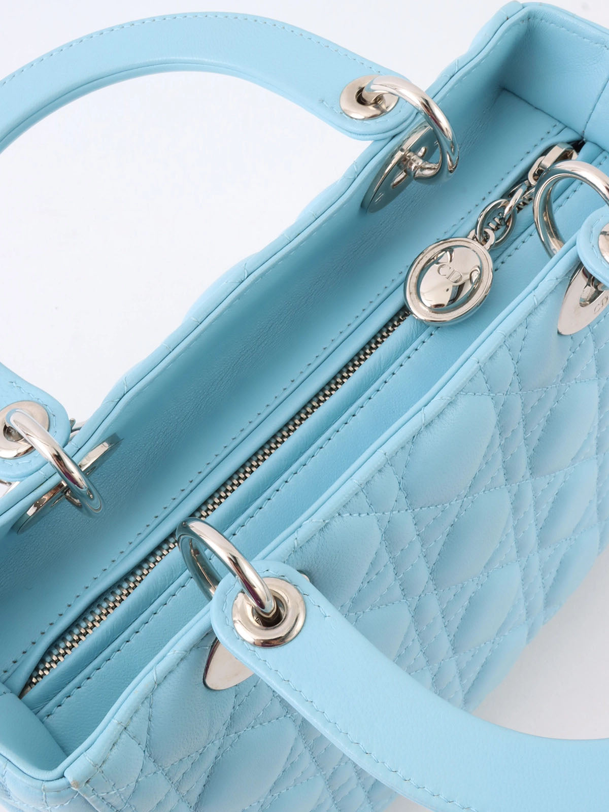Lady Dior Cannage Stitch 2-Way Bag M Light Blue