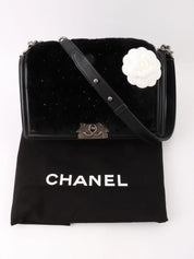 2015 水钻皮毛皮革组合男孩 Chanel 链条单肩包黑色