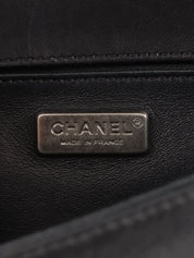 2015 水钻皮毛皮革组合男孩 Chanel 链条单肩包黑色