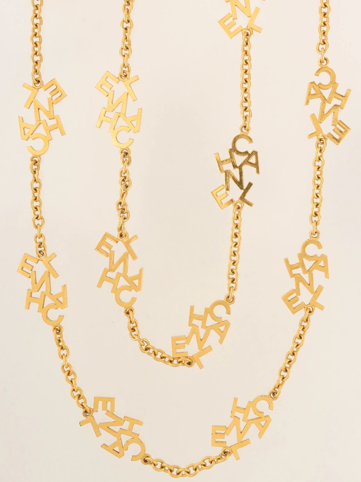 Logo Plate Long Necklace Gold