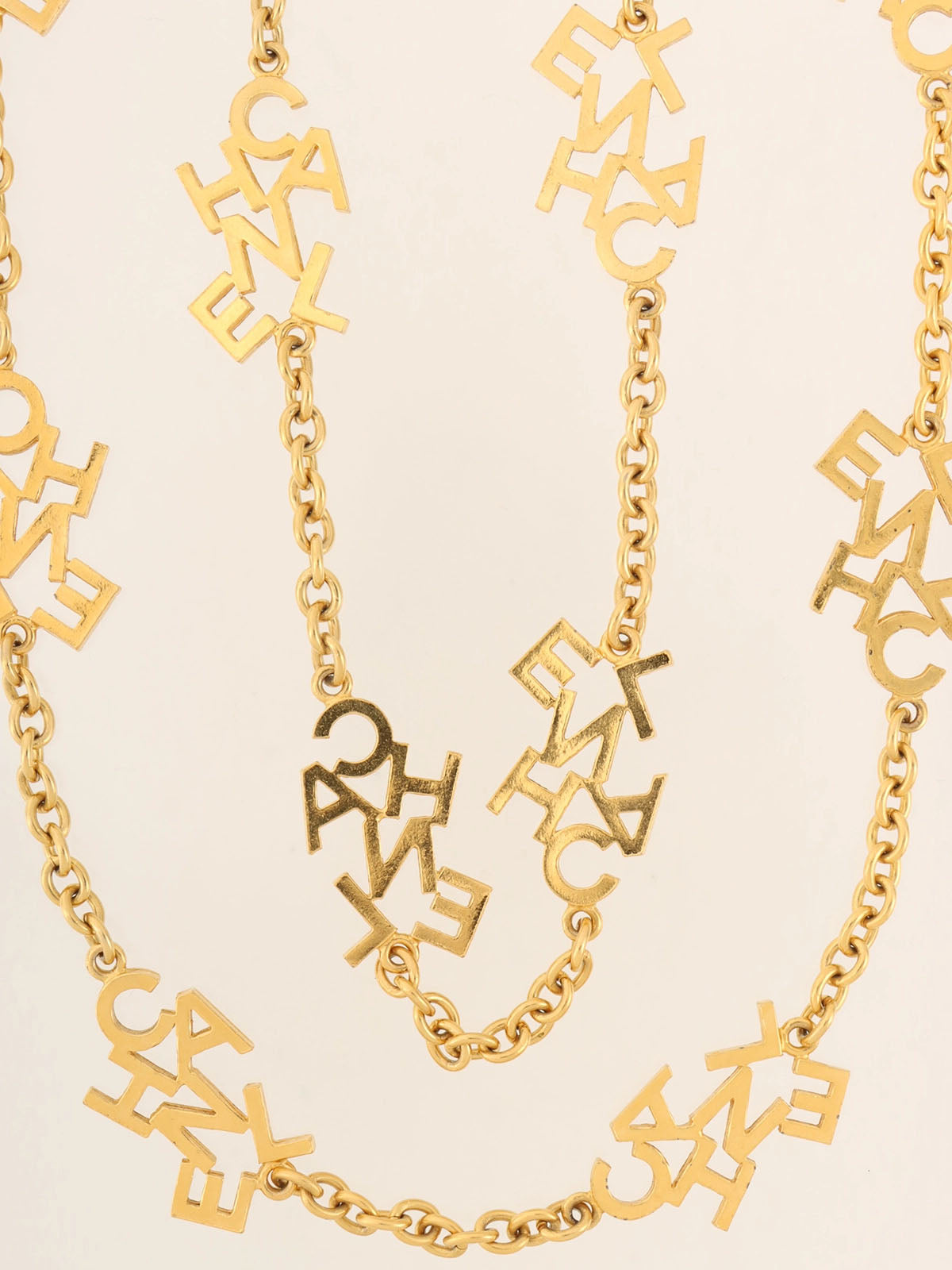Logo Plate Long Necklace Gold