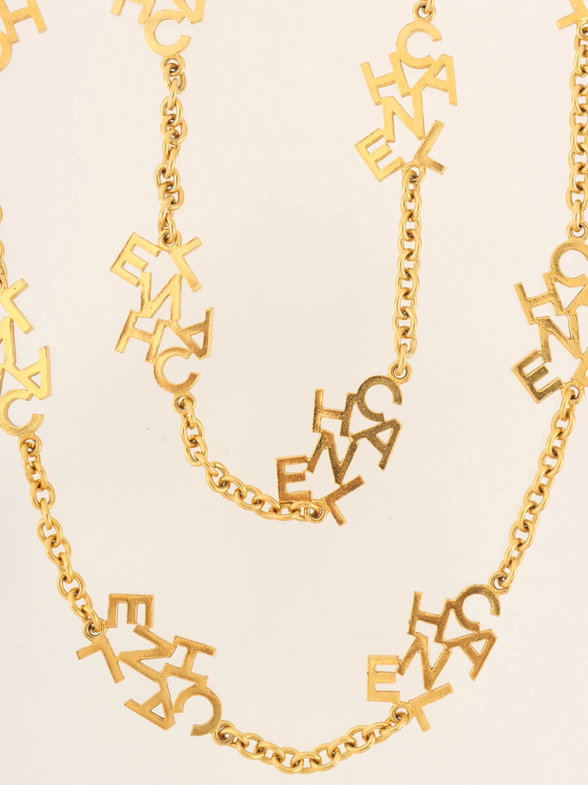 Logo Plate Long Necklace Gold