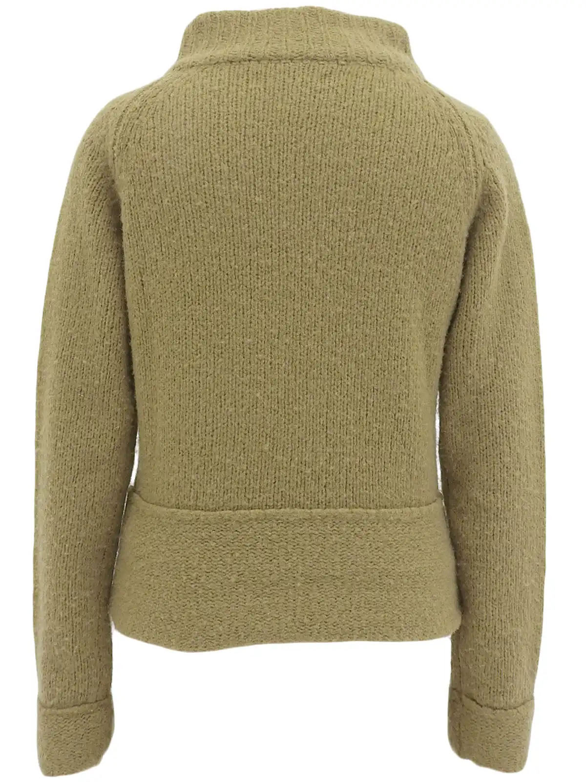 Khaki wool high-neck knit sweater