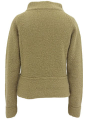 Khaki wool high-neck knit sweater