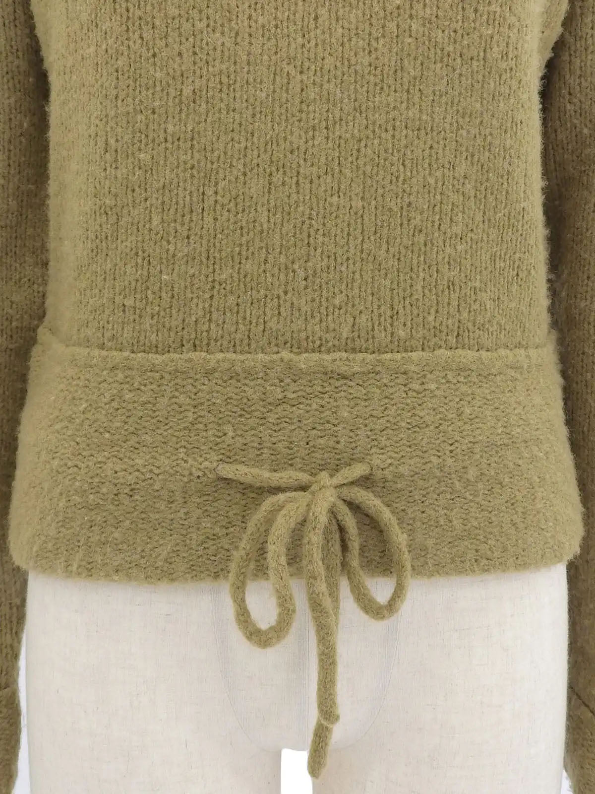 Khaki wool high-neck knit sweater